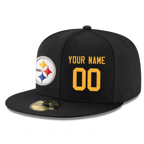 Pittsburgh Steelers Custom Snapback Cap NFL Player Black with Gold Number Stitched Hat