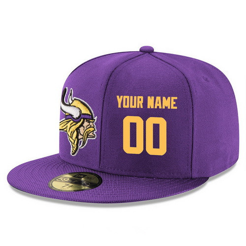 Minnesota Vikings Custom Snapback Cap NFL Player Purple with Gold Number Stitched Hat
