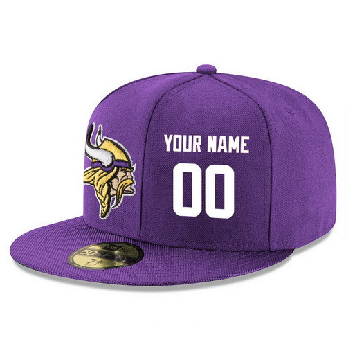 Minnesota Vikings Custom Snapback Cap NFL Player Purple with White Number Stitched Hat