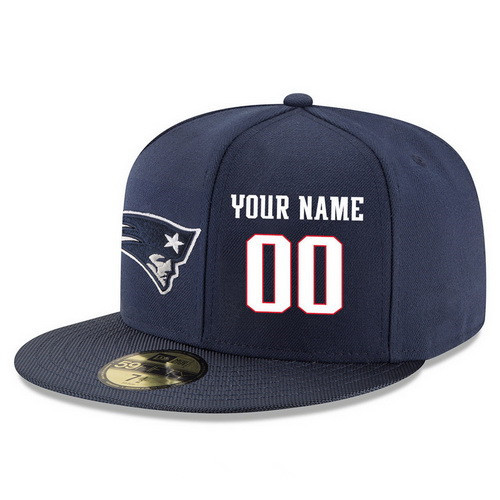 New England Patriots Custom Snapback Cap NFL Player Navy Blue with White Number Stitched Hat