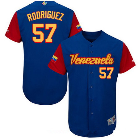Men's Team Venezuela Baseball Majestic #57 Francisco Rodriguez Royal Blue 2017 World Baseball Classic Stitched Authentic Jersey