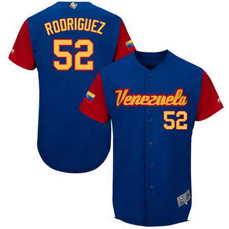 Men's Team Venezuela Baseball Majestic #52 Eduardo Rodriguez Royal Blue 2017 World Baseball Classic Stitched Authentic Jersey