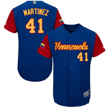 Men's Team Venezuela Baseball Majestic #41 Victor Martinez Royal Blue 2017 World Baseball Classic Stitched Authentic Jersey