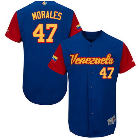 Men's Team Venezuela Baseball Majestic #47 Franklin Morales Royal Blue 2017 World Baseball Classic Stitched Authentic Jersey