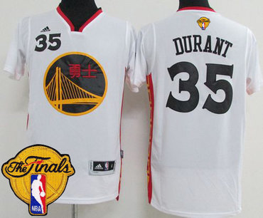 Men's Warriors #35 Kevin Durant White 2017 Chinese New Year The Finals Patch Stitched NBA Jersey