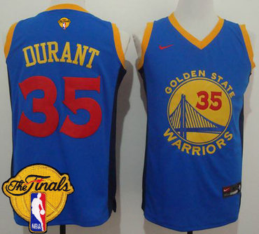 Men's Warriors #35 Kevin Durant Blue Red No. Fashion 2017 The Finals Patch Stitched NBA Jersey