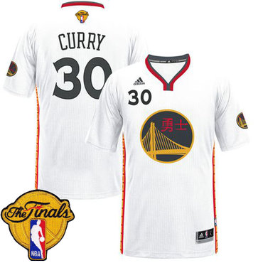 Men's Warriors #30 Stephen Curry White 2017 Chinese New Year The Finals Patch Stitched NBA Jersey