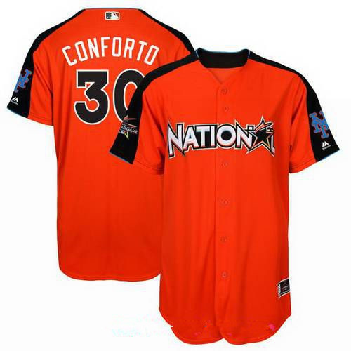 Men's National League New York Mets #30 Michael Conforto Majestic Orange 2017 MLB All-Star Game Home Run Derby Player Jersey