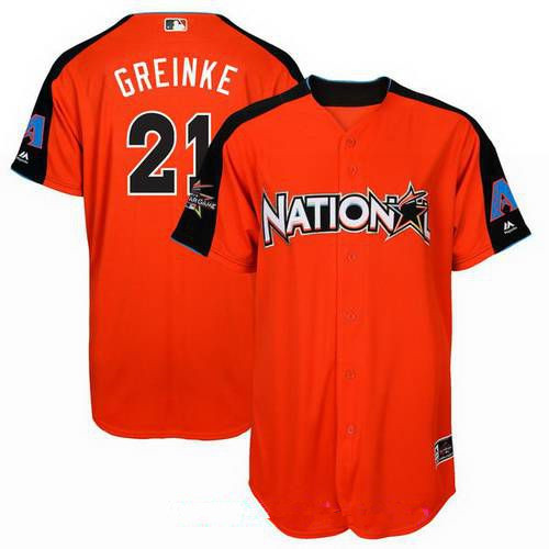 Men's National League Arizona Diamondbacks #21 Zack Greinke Majestic Orange 2017 MLB All-Star Game Home Run Derby Player Jersey