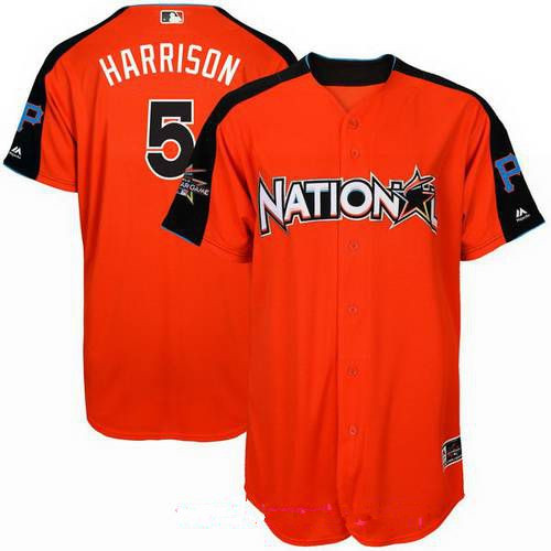 Men's National League Pittsburgh Pirates #5 Josh Harrison Majestic Orange 2017 MLB All-Star Game Home Run Derby Player Jersey