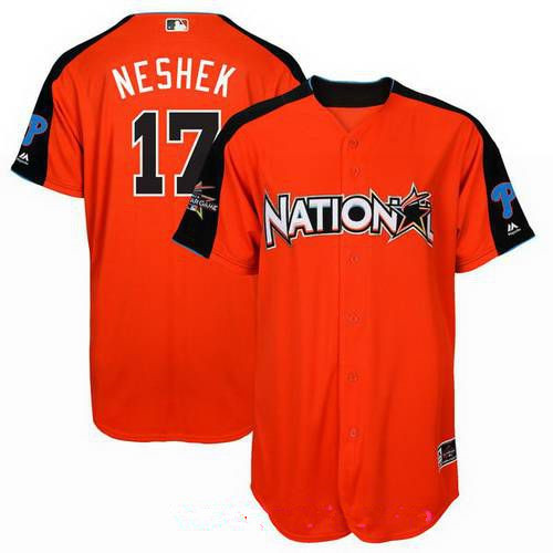 Men's National League Philadelphia Phillies #17 Pat Neshek Majestic Orange 2017 MLB All-Star Game Home Run Derby Player Jersey