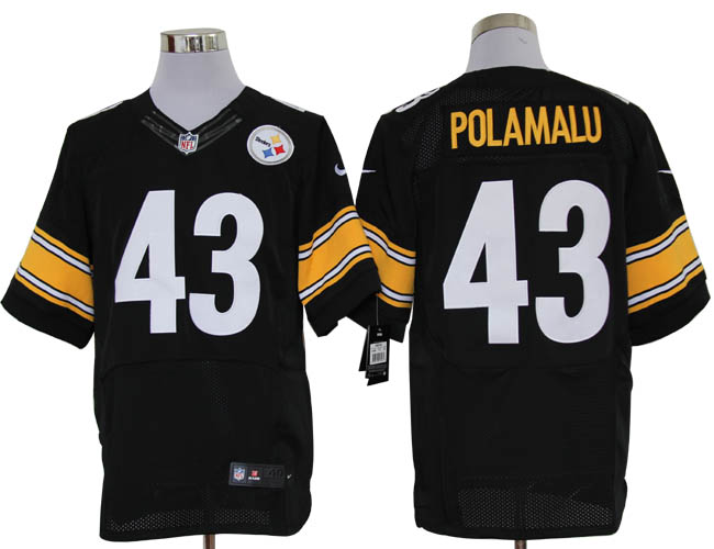 Size 60 4XL-Troy Polamalu Pittsburgh Steelers #43 Black Stitched Nike Elite NFL Jerseys