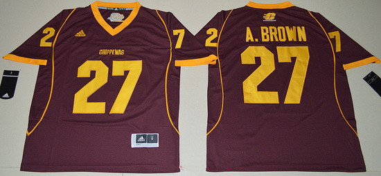 Men's Central Michigan Chippewas #27 Antonio Brown Maroon Red Limited Stitched College Football 2016 adidas NCAA Jersey