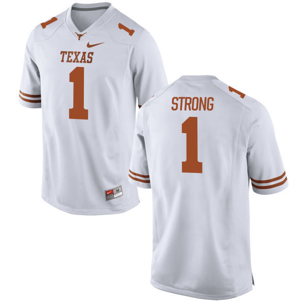 Men's Texas Longhorns 1 Charlie Strong White Nike College Jersey