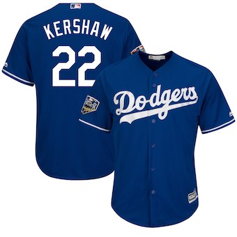 Men's Los Angeles Dodgers #22 Clayton Kershaw Majestic Royal 2018 World Series Cool Base Player Jersey