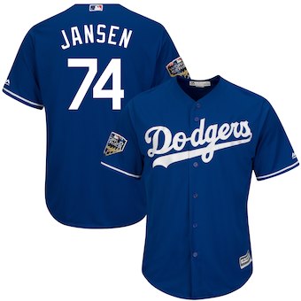 Men's Los Angeles Dodgers #74 Kenley Jansen Majestic Royal 2018 World Series Cool Base Player Jersey