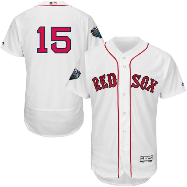 Red Sox #15 Dustin Pedroia White Flexbase Authentic Collection 2018 World Series Stitched MLB Jersey