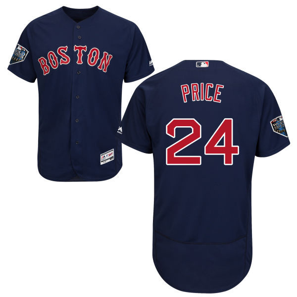 Red Sox #24 David Price Navy Blue Flexbase Authentic Collection 2018 World Series Stitched MLB Jersey