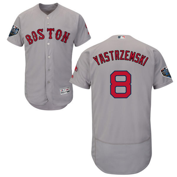 Red Sox #8 Carl Yastrzemski Grey Flexbase Authentic Collection 2018 World Series Stitched MLB Jersey