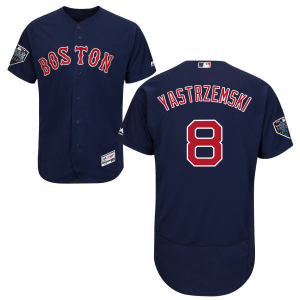 Red Sox #8 Carl Yastrzemski Navy Blue Flexbase Authentic Collection 2018 World Series Stitched MLB Jersey