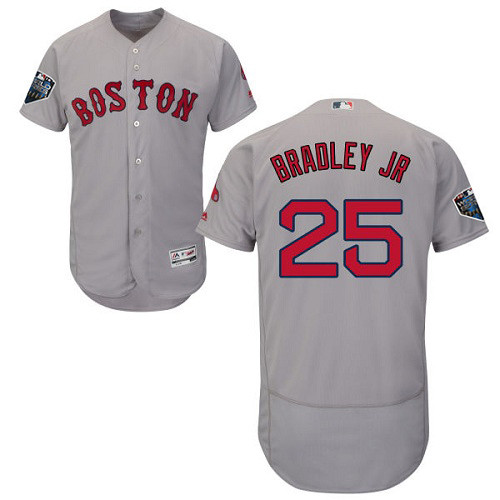 Red Sox #25 Jackie Bradley Jr Grey Flexbase Authentic Collection 2018 World Series Stitched MLB Jersey
