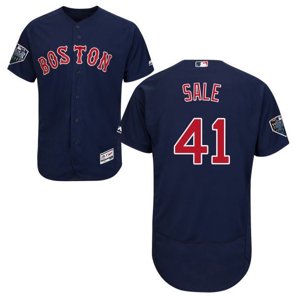 Red Sox #41 Chris Sale Navy Blue Flexbase Authentic Collection 2018 World Series Stitched MLB Jersey