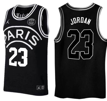 Paris Saint-Germain #23 Michael Jordan Black Jordan Fashion Jersey