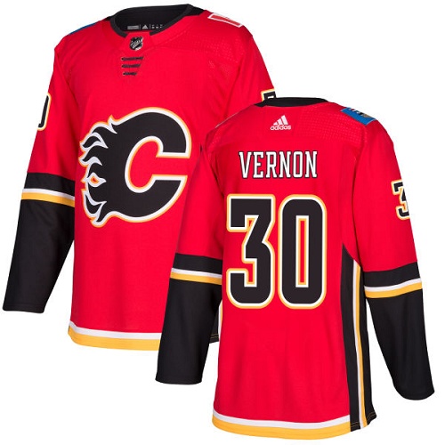 الداون الخفيف Adidas Flames #30 Mike Vernon Red Home Authentic Stitched NHL Jersey الداون الخفيف