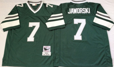Eagles 7 Ron Jaworski Green Throwback Jersey