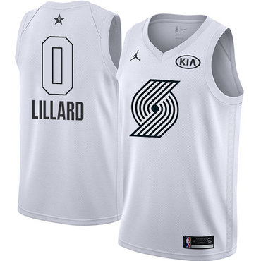 Nike Blazers #0 Damian Lillard White NBA Jordan Swingman 2018 All-Star Game Jersey
