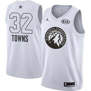 Nike Timberwolves #32 Karl-Anthony Towns White NBA Jordan Swingman 2018 All-Star Game Jersey