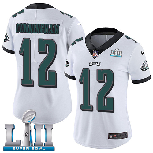 Women's Nike Philadelphia Eagles #12 Randall Cunningham White Super Bowl LII Stitched NFL Vapor Untouchable Limited Jersey