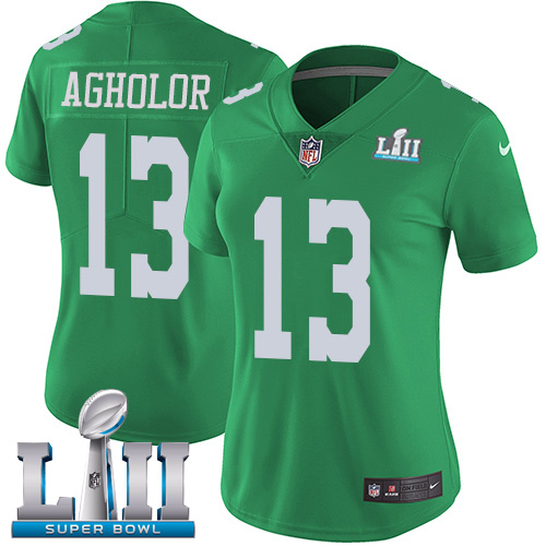 Women's Nike Philadelphia Eagles #13 Nelson Agholor Green Super Bowl LII Stitched NFL Limited Rush Jersey