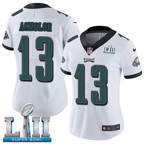 Women's Nike Philadelphia Eagles #13 Nelson Agholor White Super Bowl LII Stitched NFL Vapor Untouchable Limited Jersey