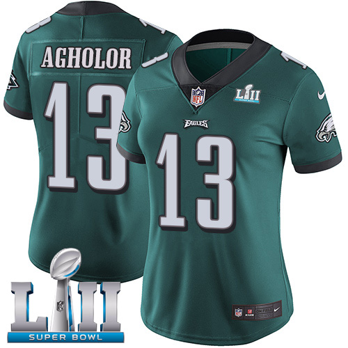 Women's Nike Philadelphia Eagles #13 Nelson Agholor Midnight Green Team Color Super Bowl LII Stitched NFL Vapor Untouchable Limited Jersey