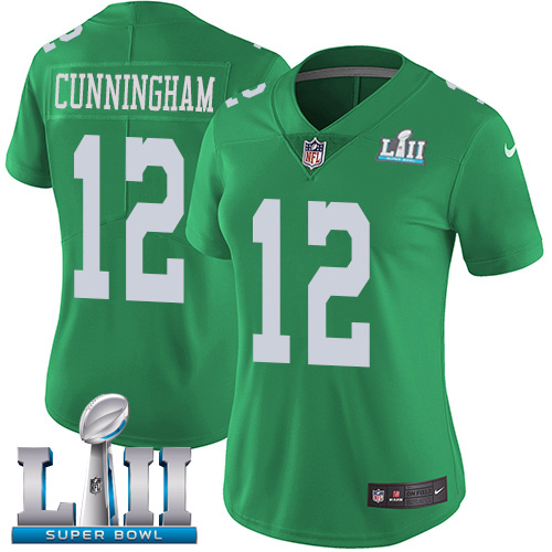 Women's Nike Philadelphia Eagles #12 Randall Cunningham Green Super Bowl LII Stitched NFL Limited Rush Jersey