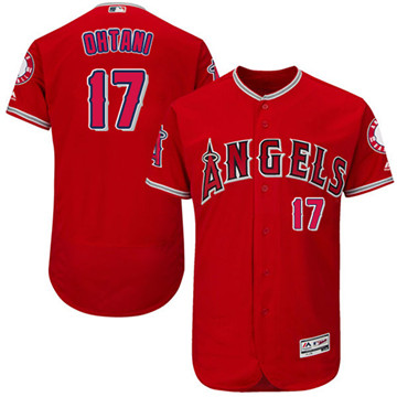 LA Angels of Anaheim #17 Shohei Ohtani Red Flexbase Authentic Collection Stitched MLB Jersey