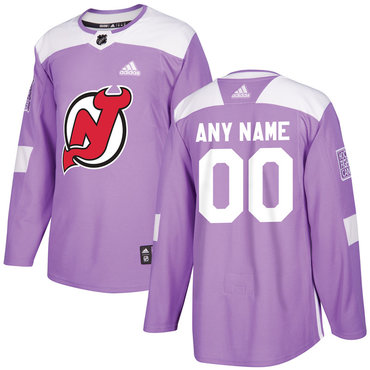 Men's New Jersey Devils Purple Pink Custom Adidas Hockey Fights Cancer Practice Jersey