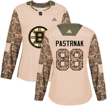 Adidas Boston Bruins #88 David Pastrnak Camo Authentic 2017 Veterans Day Women's Stitched NHL Jersey