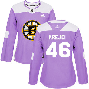 Adidas Boston Bruins #46 David Krejci Purple Authentic Fights Cancer Women's Stitched NHL Jersey