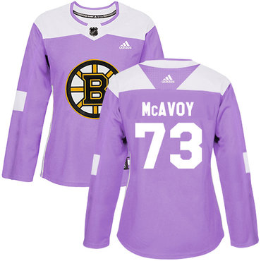 Adidas Boston Bruins #73 Charlie McAvoy Purple Authentic Fights Cancer Women's Stitched NHL Jersey