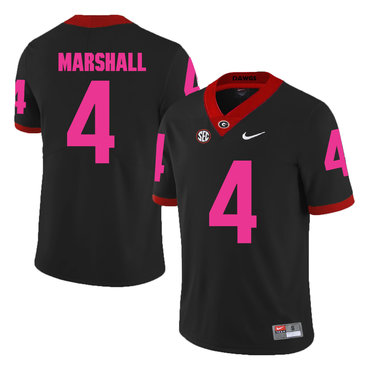 Georgia Bulldogs 4 Keith Marshall Black Breast Cancer Awareness College Football Jersey