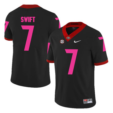 Georgia Bulldogs 7 D'Andre Swift Black Breast Cancer Awareness College Football Jersey
