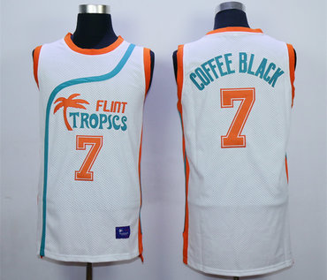 Flint Tropics 7 Coffe Black White Semi Pro Movie Stitched Basketball Jersey