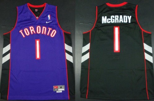 Size XXXXXL Toronto Raptors #1 Tracy McGrady Hardwood Classic Black With Purple Swingman Jersey