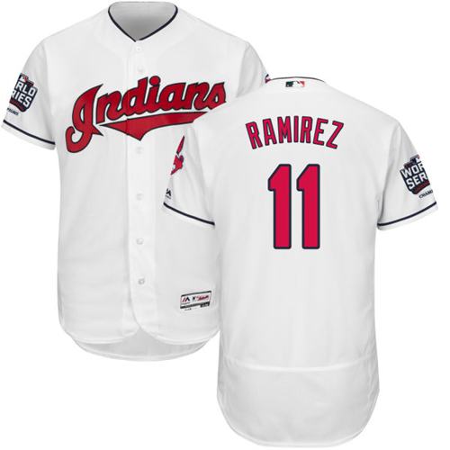Men's Cleveland Indians #11 Jose Ramirez White Flexbase Authentic Collection 2016 World Series Bound Stitched MLB Jersey