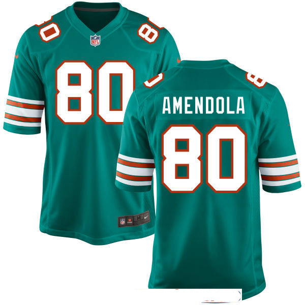 Men's Miami Dolphins #80 Danny Amendola Aqua Green Alternate Stitched NFL Nike Game Jersey
