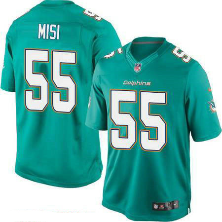 Men's Miami Dolphins #55 Koa Misi Green Team Color Stitched NFL Nike Game Jersey