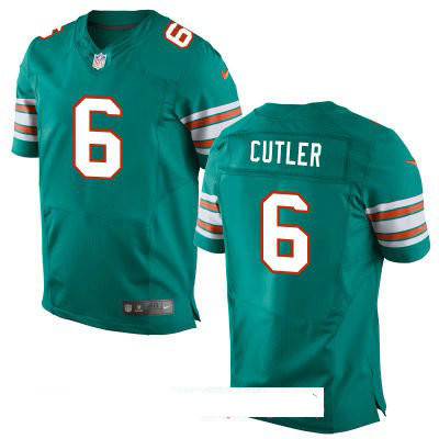 Men's Miami Dolphins #6 Jay Culter Aqua Green Alternate Stitched NFL Nike Game Jersey