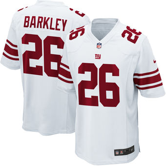 Men's New York Giants #26 Saquon Barkley Nike White 2018 NFL Draft Pick Game Jersey